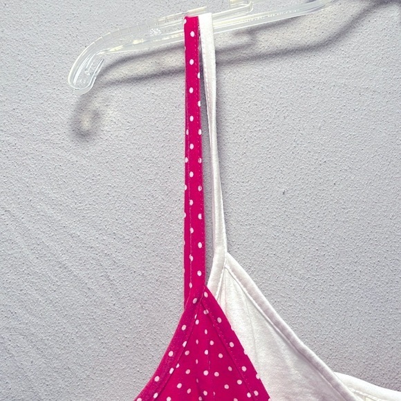 Derek Heart Plus 2X - White and Pink Polka Dot Layered Look Babydoll Tank Top - Picture 5 of 9